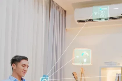 Man-sitting-in-smart-home